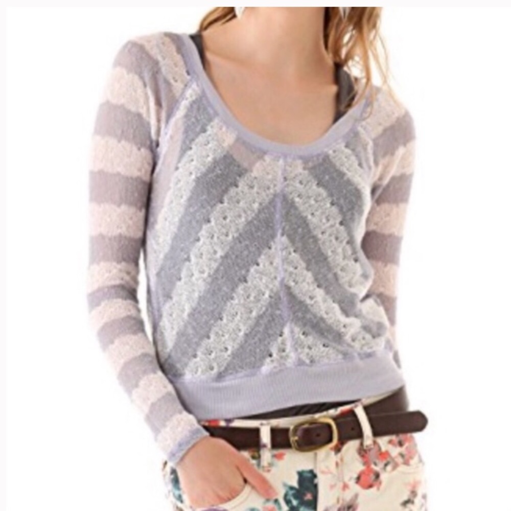 Free People Chevron Open Knit Sweater